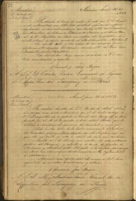 Oficio de José Berges Ministro de Relaciones Exteriores del Paraguay a Ludovico Tenré, Cónsul de Paraguay en París.