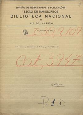 Cartas de Gregorio Benítez, Director de Semanario a Jose Berges, Ministro de Relac. Exteriores de Paraguay.