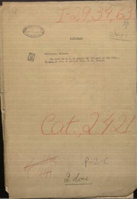 Una nota de S.S. del Cónsul del Paraguay en New York, Richard Mullowney a Jose Berges, Ministro de Relaciones Exteriores de Paraguay.