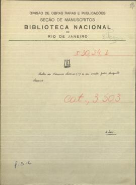 Carta de Francisco Lescano, a su hermano Juan Augusto Lescano, enviando noticias sobre tropas en la frontera de Paraguay.