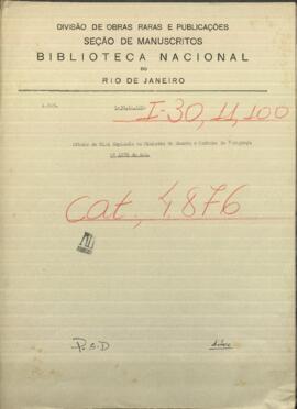 Oficio de Blas Espínola, Jefe de Milicias de Piray, al Ministro de Guerra y Marina de Paraguay.