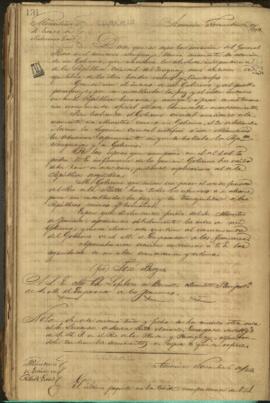 Oficio de José Berges Ministro de Relaciones Exteriores del Paraguay a Carlos Calvo, Encargado de Negocios.