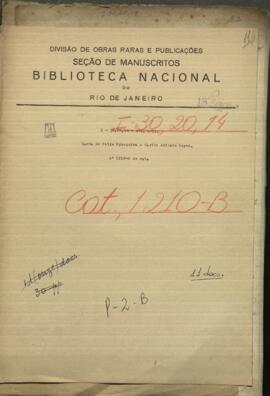 Carta de Agente comercial de Paraguay en Buenos Aires, Félix Egusquiza, dirigidas a Carlos Antonio López.