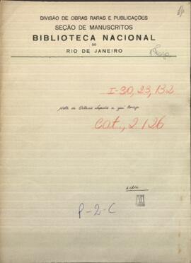 Nota del Ministro Plenipotenciario de Uruguay en Paraguay, Octavio Lapido, al Ministro de Relaciones Exteriores de Paraguay,  Jose Berges.