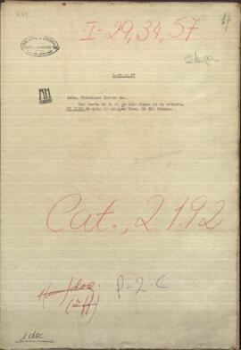 Una carta de Dn. Francisco de Acha, al Ministro de Relaciones Exteriores de Paraguay, Jose Berges.