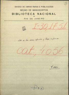 Lista de los Señores oficiales y enfermos que existen en este  hospital.