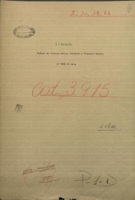 Oficio de Ciriaco Molina, Comandante de Villa Franca, dirigido al Mtro. de Guerra y Marina de Paraguay, Venancio López.