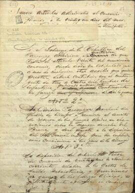 Nuevos artículos adicionales al convenio firmado el 21 de noviembre de 1851.