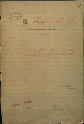 Carta de Santiago Derqui, ex Pdte. de Confederación Argentina a Jose Berges, Mtro. de Relaciones Exteriores de Paraguay.