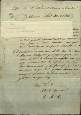 Carta de Carlos Antonio López, presidente del Paraguay, a Manuel Moreira de Castro.