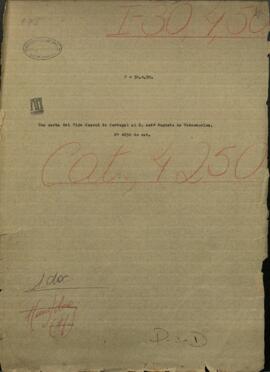 Una carta del Vice Consul de Portugal Don Antonio Augusto de Vasconcellos, dirigida a Jose Berges.