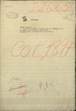 Dos notas de S.S Mr. Ludovico Tenré, cónsul de Paraguay en París.