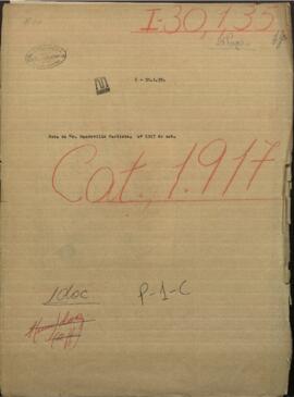 Nota de Mr. Mandeville Carlisle fecha 6 de abril, pidiendo a este Ministerio un documento que le autorice representar los intereses del Paraguay.