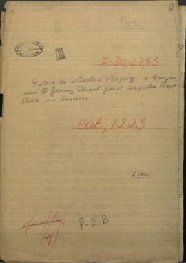 Oficio de Nicolás Vásquez Ministro de Relaciones Exteriores del Paraguay a Ministro Benjamin B. Green, Cónsul general de aquella República, en Londres.