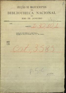 Carta de Luis Caminos, Secretario de Hacienda de Paraguay al Mtro. de Relaciones Exteriores de Paraguay.