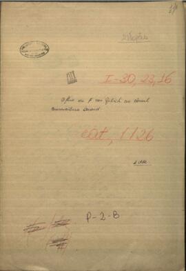 Oficio del encargado de los negocios de Prusia en Paraguay, Friedrich Von Gulich, al cónsul, Buenaventura Decoud.