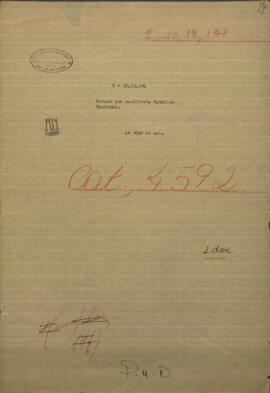 Estado que manifiesta Pabellón Nacional, armamentos, municiones, mensajes e instrumentales existentes en esta Comandancia.