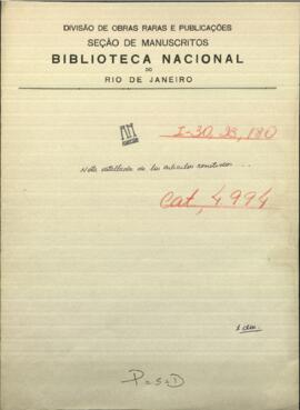 Nota detallada de los artículos remetidos a la Villa de Concepción.