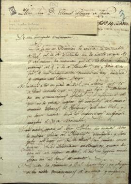 Carta de Carlos Antonio López, Presidente de la República, a Manuel Moreira de Castro.