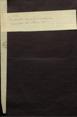 Carta del agente diplomático francés, Paul de Cuverville a Luis Caminos.