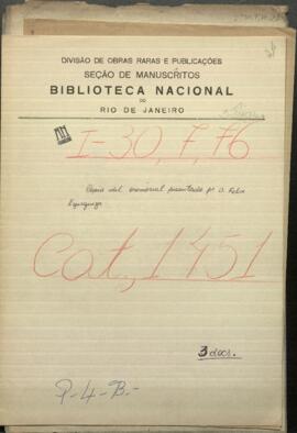 Copia del memorial presentado por el Dr. Felix Egusquiza apoderado del Exmo. Gobierno de la República.