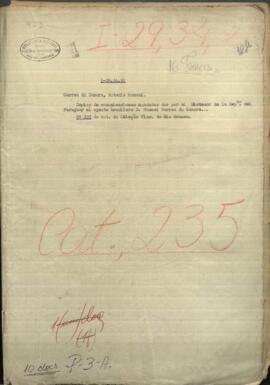Copias de comunicaciones mandadas dar por el Dictador de la República del Paraguay a Don Manuel Correa de la Cámara