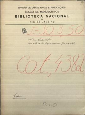 Una nota de la Legación americana, dirigida a Jose Berges, Mtro. de Paraguay.