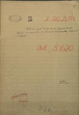 Carta de Juez de Paz de San Miguel, Isidro Esquivel al Gobernador de Corrientes, Manuel Lagraña.