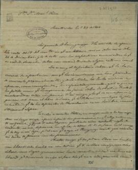 Carta de Gelly Juan Andrés a Manuel peña, enviado de Paraguay junto al gobierno de Buenos Aires, comunicándole su próxima partida a Paraguay.