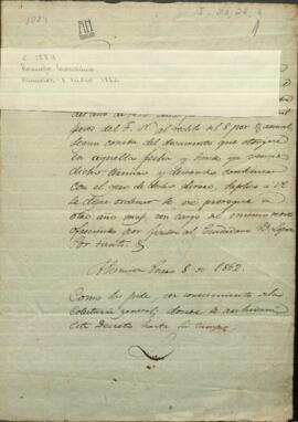 Requerimiento de Rosendo Carísimo, pidiendo la prorrogación del pago de un préstamo que hizo a F. N.