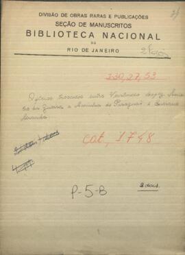 Oficios intercambiados entre Venancio López y Luciano Miranda, Comandante de Villa Occidental.