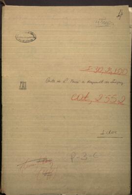 Carta del Cónsul de Paraguay en París, Ludovico Tenré, al Ministro de Comercio de Francia, Regnault de Savigny.