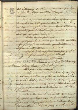 Carta de Jose Berges, Ministro de Relaciones Exteriores de Paraguay, a Juan Jose Brizuela.