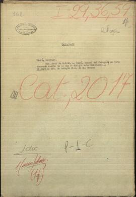Una nota de S.S. Ludovico Tenré Mr. L Tenré, Cónsul del Paraguay en París.