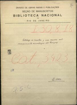 Catalogo de muestras y una memoria del reconocimiento mineralogico del Paraguay hecho por el Ing. Carlos Twite.