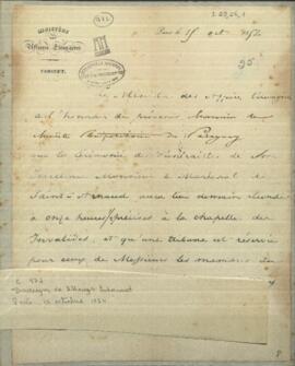 Invitación enviada por el Ministro de Relaciones Exteriores de Francia, Drounyn de Lhuys Edouard, a Francisco Solano López.