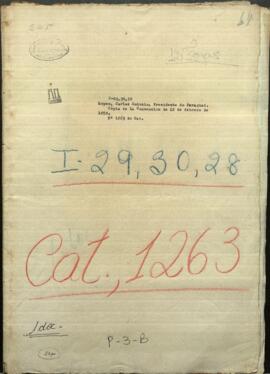 Copia de la Convención del 12 de febrero de 1858 entre la Rca. del Paraguay y el Imperio del Brasil.