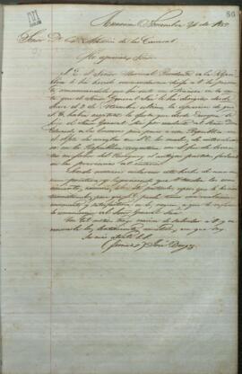 Carta de Jose Berges, Ministro de Relaciones Exteriores de Paraguay, a Antonio de las Carreras.