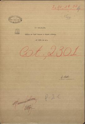 Oficio de Jose Tegera a Miguel Aldrey, fabricantes de carruajes y móviles, dirigido al Ministro de Guerra y Marina del Paraguay, Venancio López.