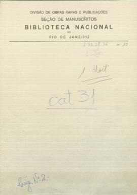 Nota firmada por Félix de Azara, comisario español de la División Demarcadora...
