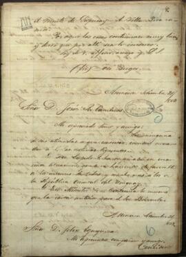 Oficio de José Berges Ministro de Relaciones Exteriores del Paraguay a Rufino Caminos, Cónsul de Paraguay en Paraná.