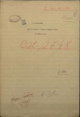 Nota de los Ingenieros Burrell y Valpy, dirigida a Venancio López, Ministro de Guerra y Marina de Paraguay.