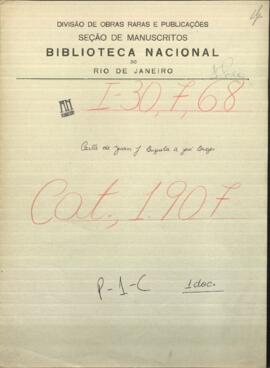 Carta de Juan José Brizuela dirigida a José Berges, Ministro de las Relaciones Exteriores de Paraguay.