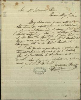 Carta de Demetrio Yeart  a Manuel Peña, enviado de Paraguay junto al gobierno de Buenos Aires.