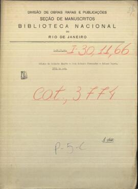 Oficio de Modesto Duarte y Juan Antonio Fernandez, jefe de milicias y Juez de Paz de Quiquio al Pdte. del Paraguay, Francisco S. López.