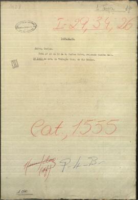 Nota n° 49 de Octubre de D. Carlos Calvo, avisando recibo de la de este Ministerio de 5 de agosto.