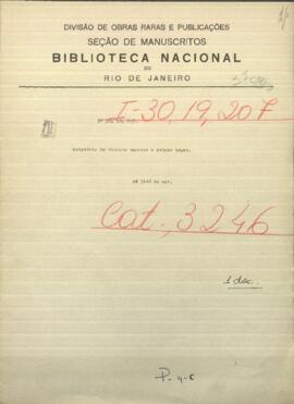 Relatorio del Coronel Vicente Barrios, dirigido al Pdte. de Paraguay, Francisco Solano López.