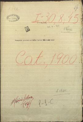 Pasaporte previsto al Señor Carlos A. Washburn con fecha 17 de octubre previsto para Villarrica.