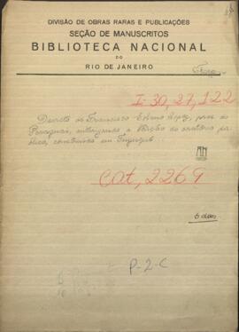 Decreto de Francisco Solano López, Presidente de Paraguay, autorizando la bendición del Oratorio Público.