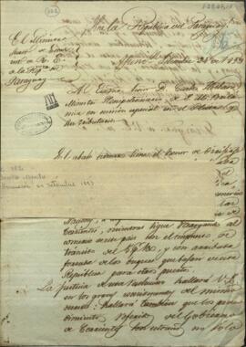 Oficio de Benito Varela, ministro de relaciones exteriores del Paraguay, a Charles Hotham.